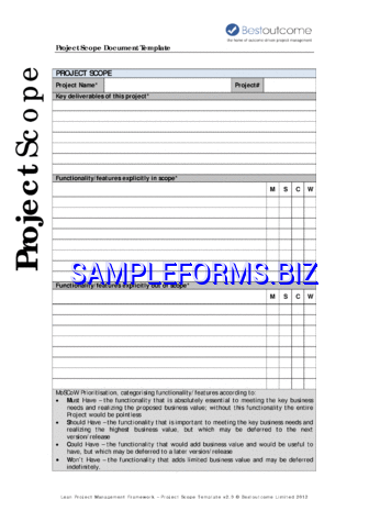 Project Scope Template 1 pdf free